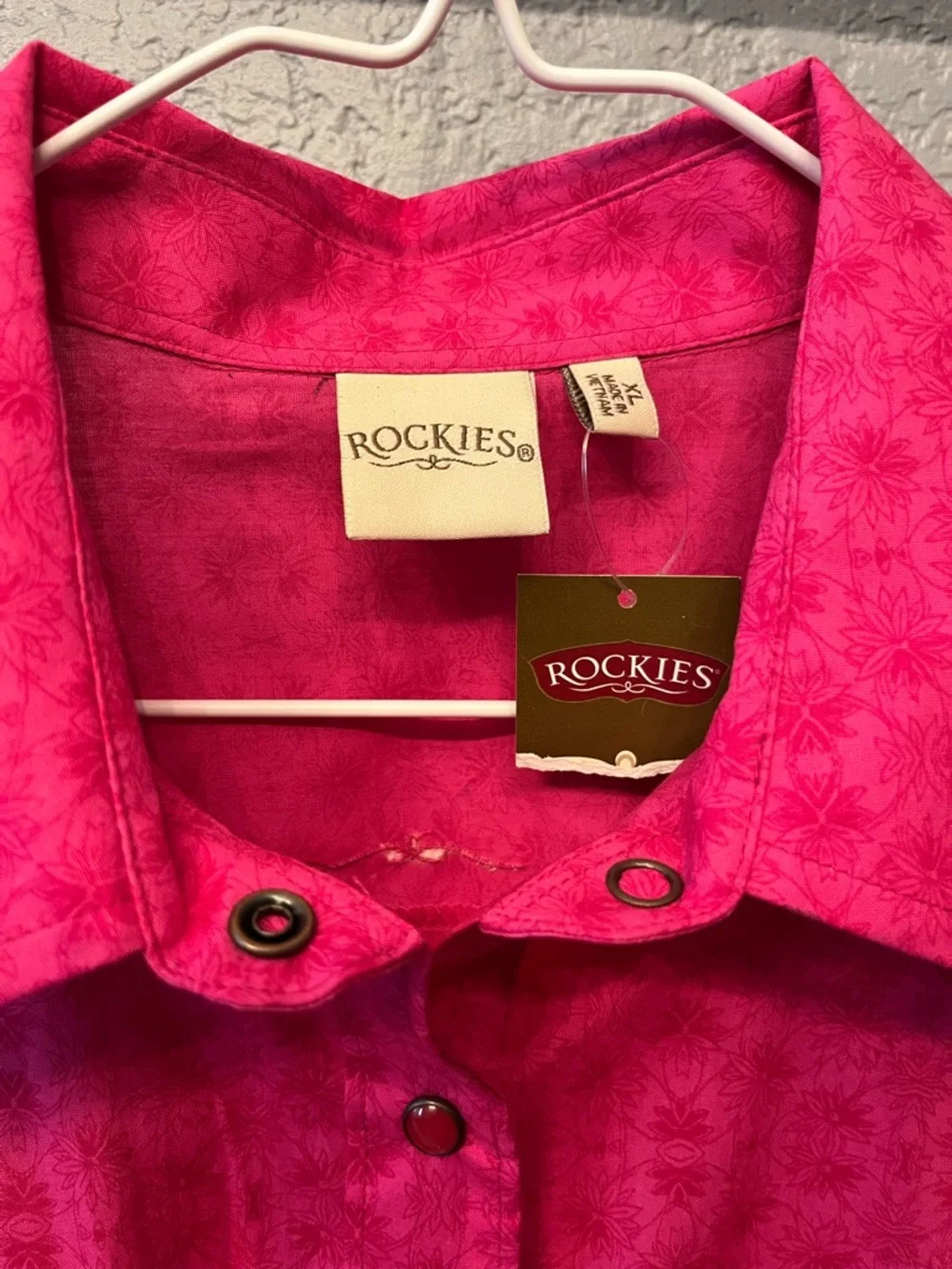 Rockies Women’s Pearl Snap Western Shirt Pink Vintage XL - Picture 4 of 11